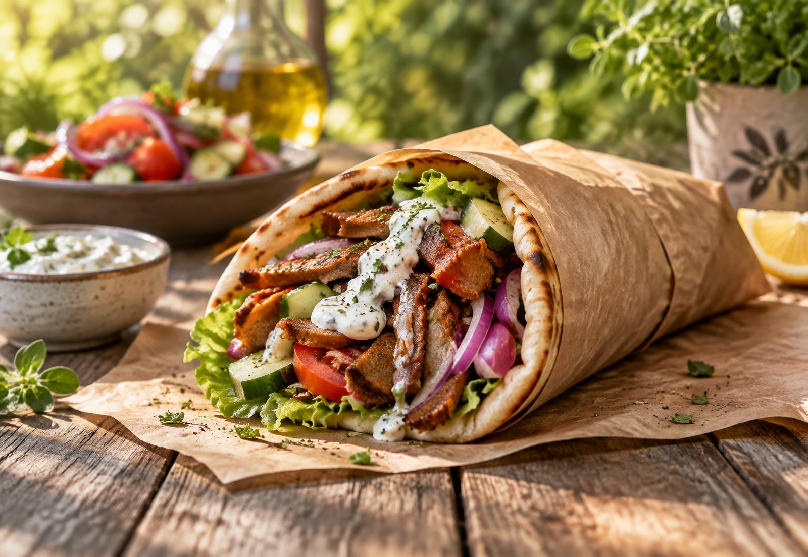 Veganski sejtan giros sa svežim povrćem